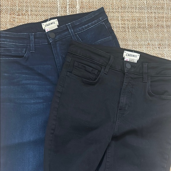 L’AGENCE Marguerite Skinny Jeans 2 Pairs Noir Marino Blue 28 - Picture 2 of 13